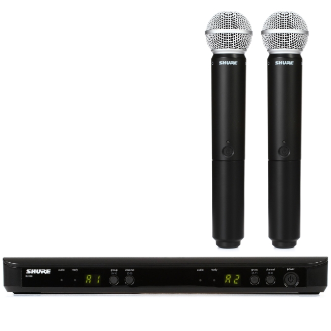 میکروفن دستی بی سیم شور SHURE BLX288/SM58 Wireless Microphone